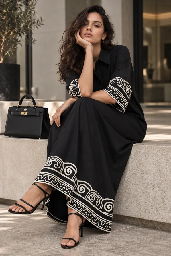 Black_Cotton_Oversized_Embroidered_Shirt_Dress_For_Women
