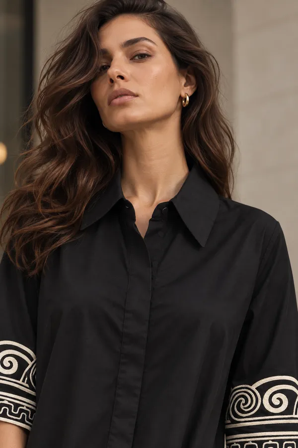 Black_Cotton_Oversized_Embroidered_Shirt_Dress_For_Women