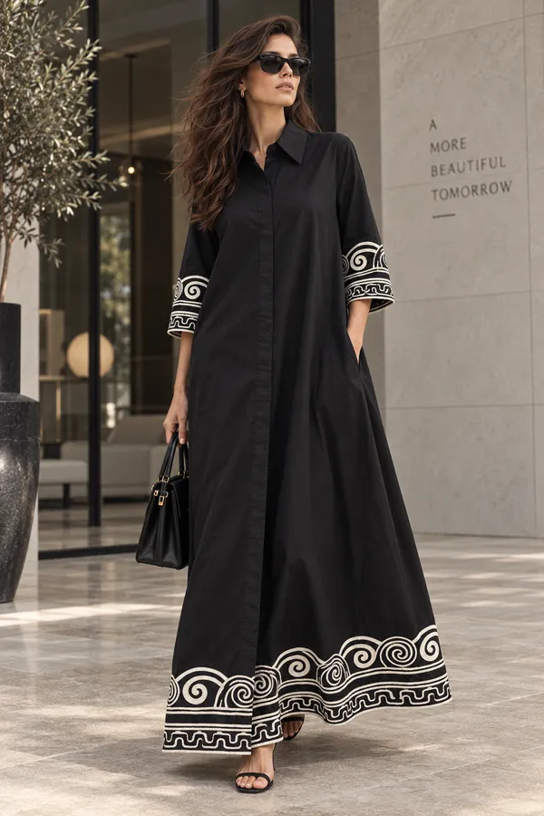 Black_Cotton_Oversized_Embroidered_Shirt_Dress_For_Women