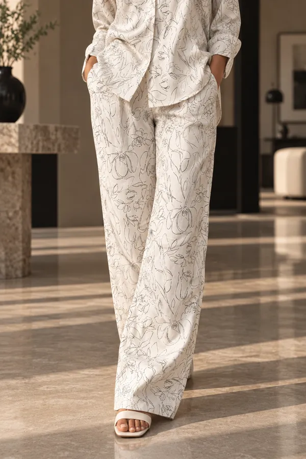 White_Cotton_Floral_Print_Oversized_Shirt_Co-Ord_Set_For_Women