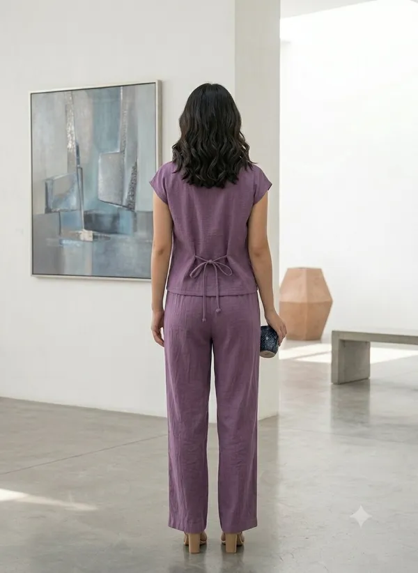 Purple_Textured_Relaxed_Fit_Shirt_And_Trousers_Set_For_Women
