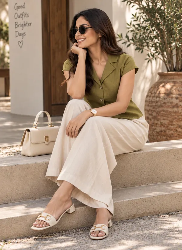 Olive_Textured_Short_Sleeve_Shirt_for_Women
