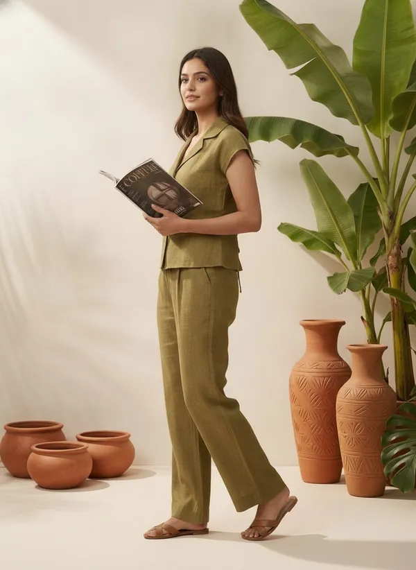 Olive_Green_Button_Front_Co_Ord_Set_for_Women