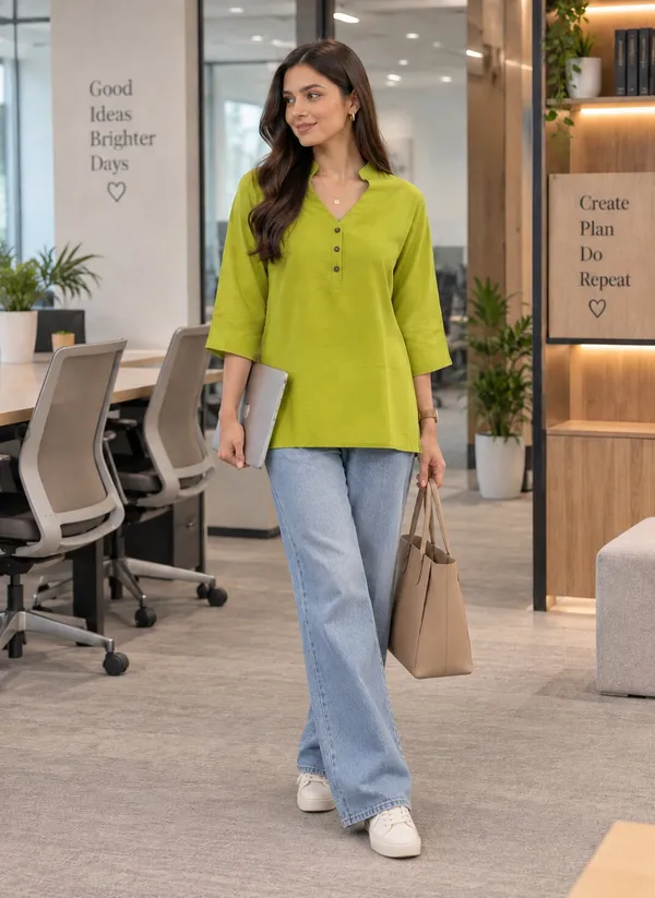 Green_Solid_Regular_Fit_Button_Front_Top_for_Women