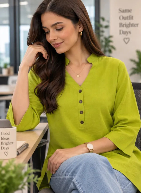 Green_Solid_Regular_Fit_Button_Front_Top_for_Women