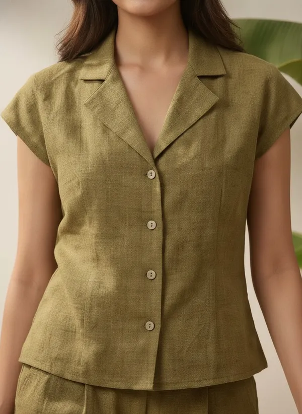 Olive_Green_Button_Front_Co_Ord_Set_for_Women