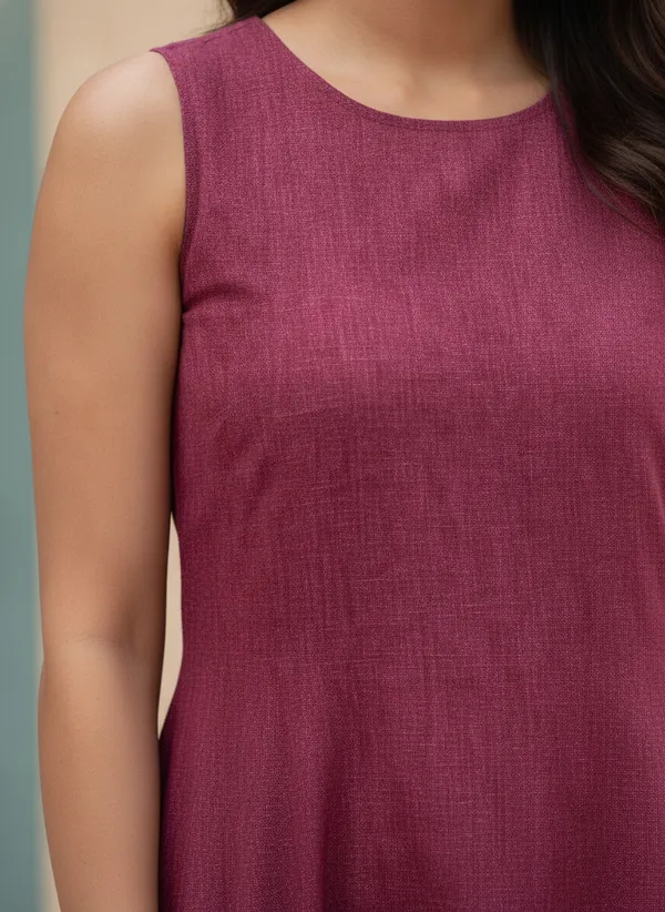 Maroon_Sleeveless_Flared_Kurta_Set_for_Women