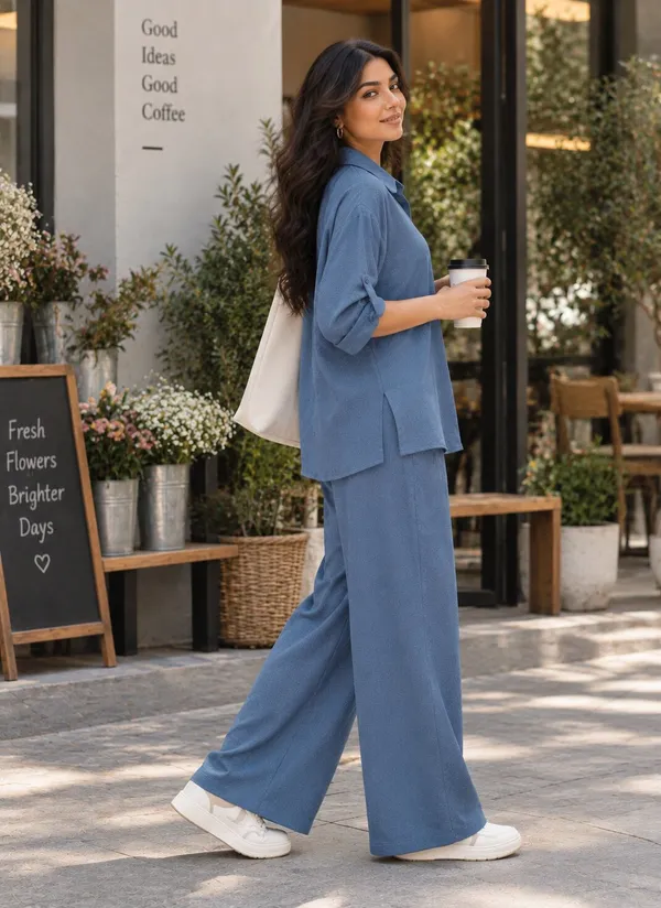 Blue_Solid_Relaxed_Fit_Shirt_And_Pants_Co-Ord_Set_For_Women