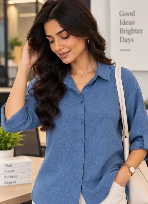 Blue_Relaxed_Fit_Button_Down_Shirt_for_Women