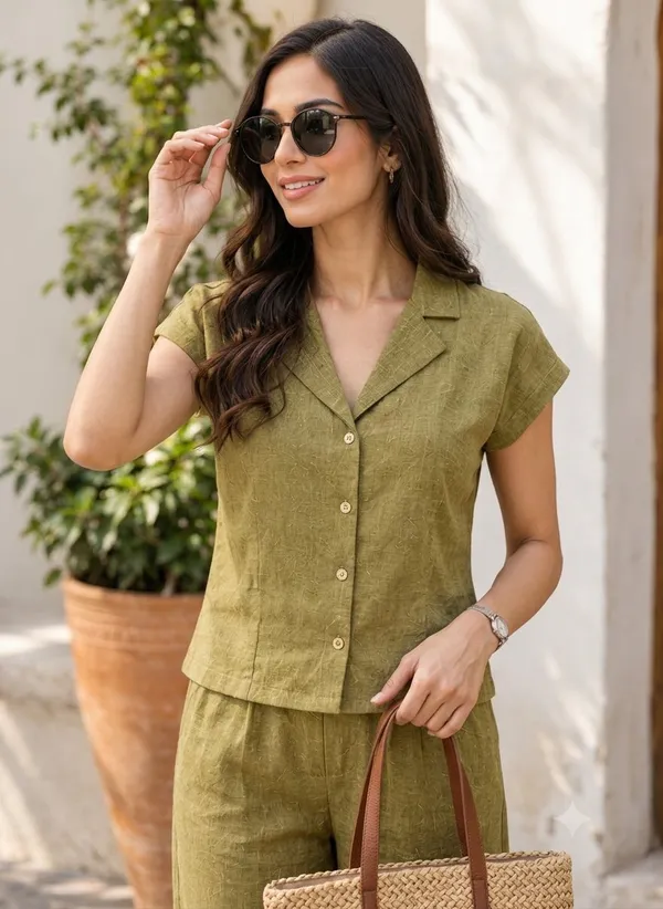 Olive_Textured_Relaxed_Fit_Co_Ord_Set_For_Women