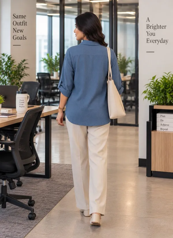 Blue_Relaxed_Fit_Button_Down_Shirt_for_Women