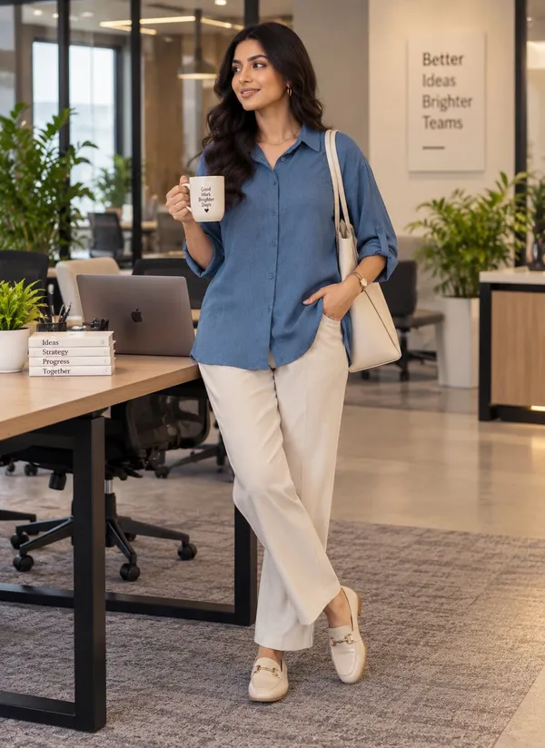 Blue_Relaxed_Fit_Button_Down_Shirt_for_Women
