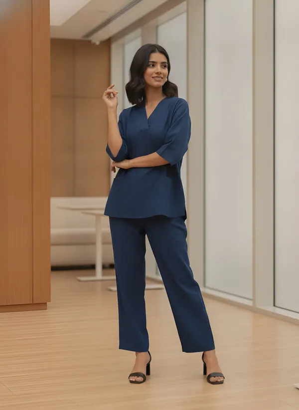 Navy_V_Neck_Co_Ord_Set_For_Women