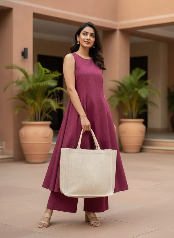 Maroon_Sleeveless_Flared_Kurta_Set_for_Women