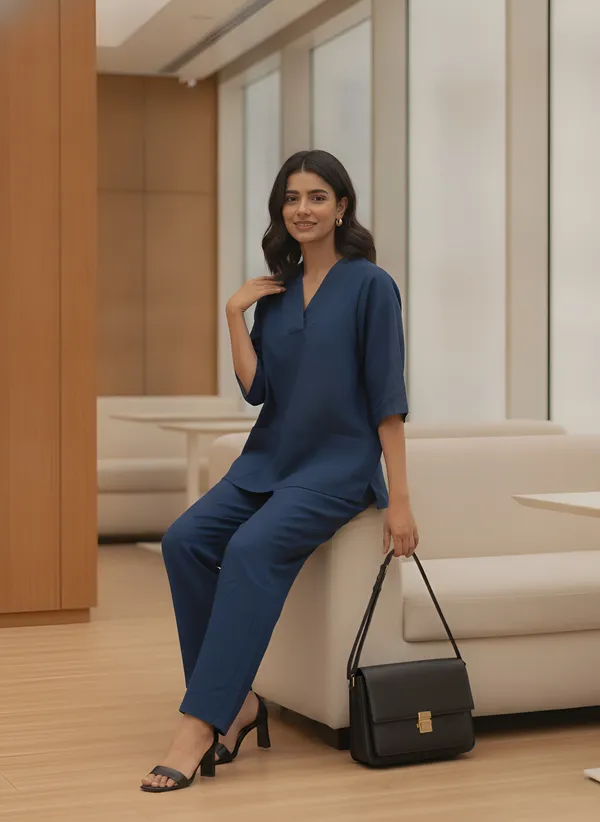 Navy_V_Neck_Co_Ord_Set_For_Women