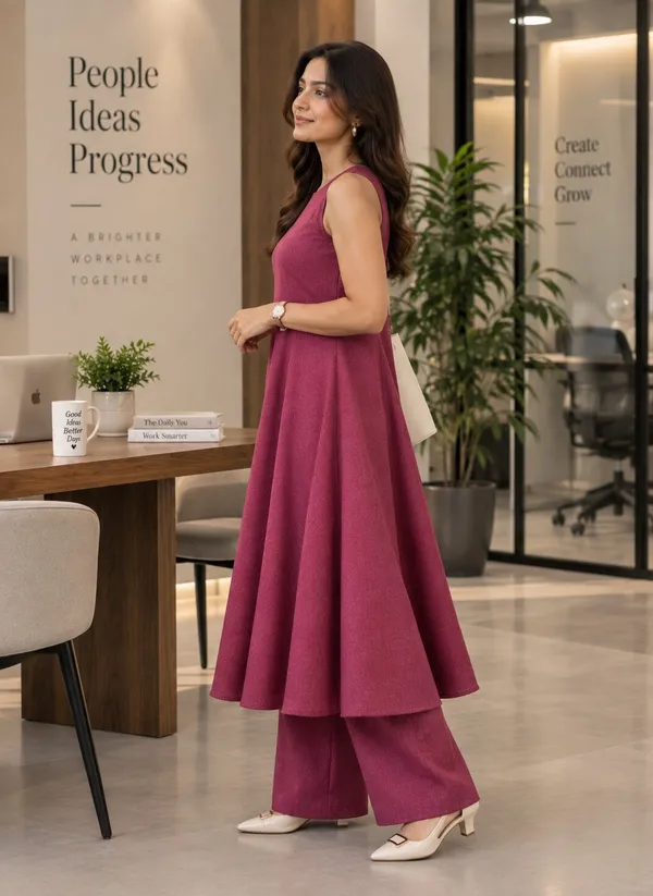 Magenta_Sleeveless_Flared_Kurta_Set_for_Women