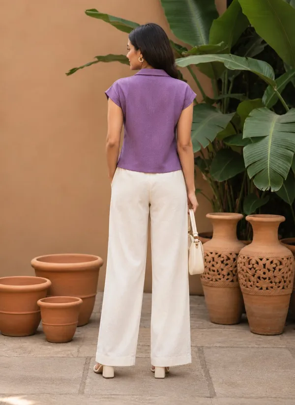 Purple_Collared_Short_Sleeve_Top_for_Women