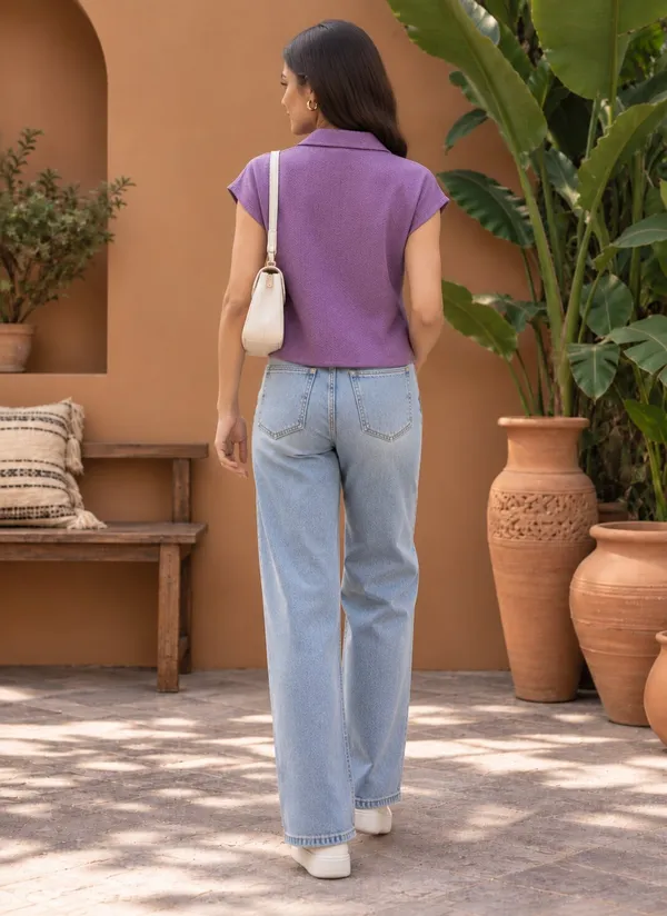 Purple_Textured_Short_Sleeve_Shirt_for_Women
