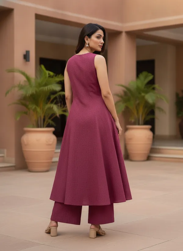 Maroon_Sleeveless_Flared_Kurta_Set_for_Women