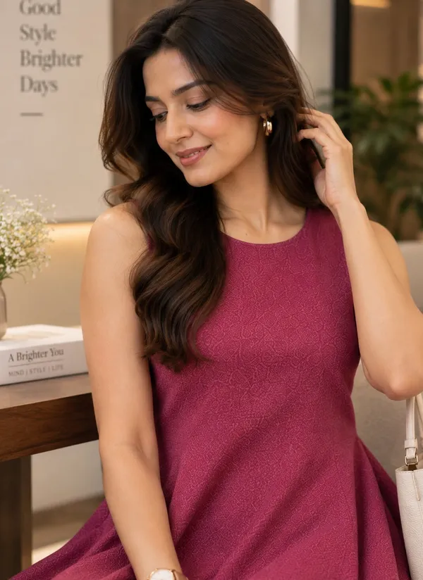Magenta_Sleeveless_Flared_Kurta_Set_for_Women