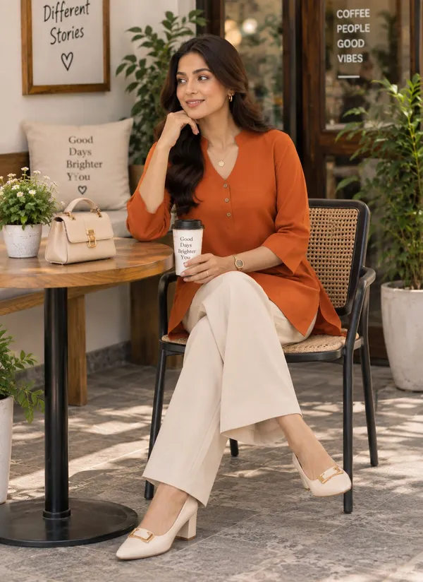 Orange_Solid_Straight_Fit_Kurta_Set_for_Women