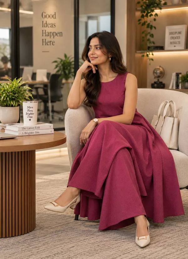 Magenta_Sleeveless_Flared_Kurta_Set_for_Women