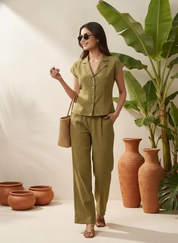 Olive_Green_Button_Front_Co_Ord_Set_for_Women