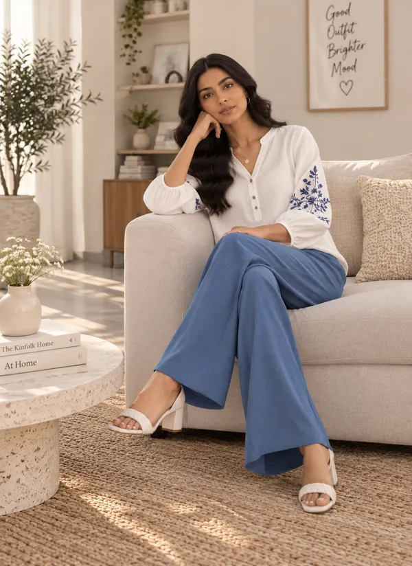 White_And_Blue_Embroidered_Wide_Leg_Co_Ord_Set_For_Women