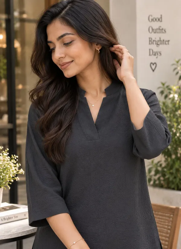 Black_Textured_Relaxed_Fit_Tunic_Top_for_Women
