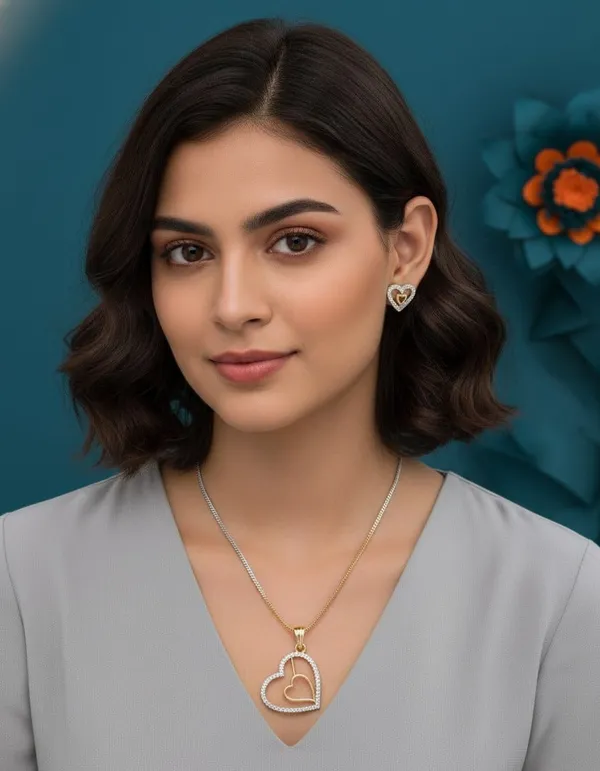 Gold_Plated_Tone_Heart_Pendant_Necklace_And_Earrings_Set_For_Women