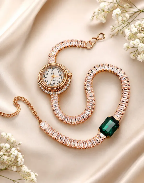 Rose_Gold_Plated_Crystal_Bracelet_Watch_For_Women