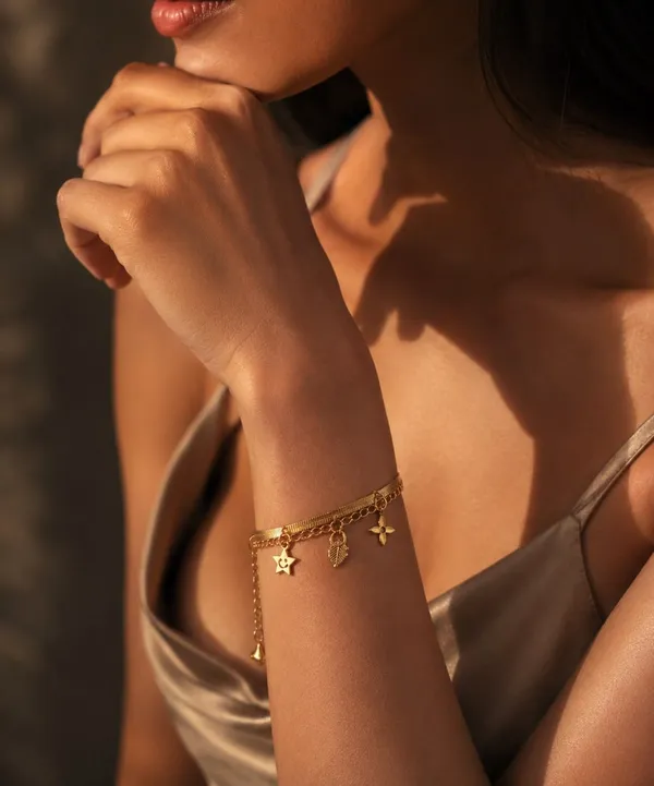 Gold_Plated_Tone_Charm_Bracelet_For_Women