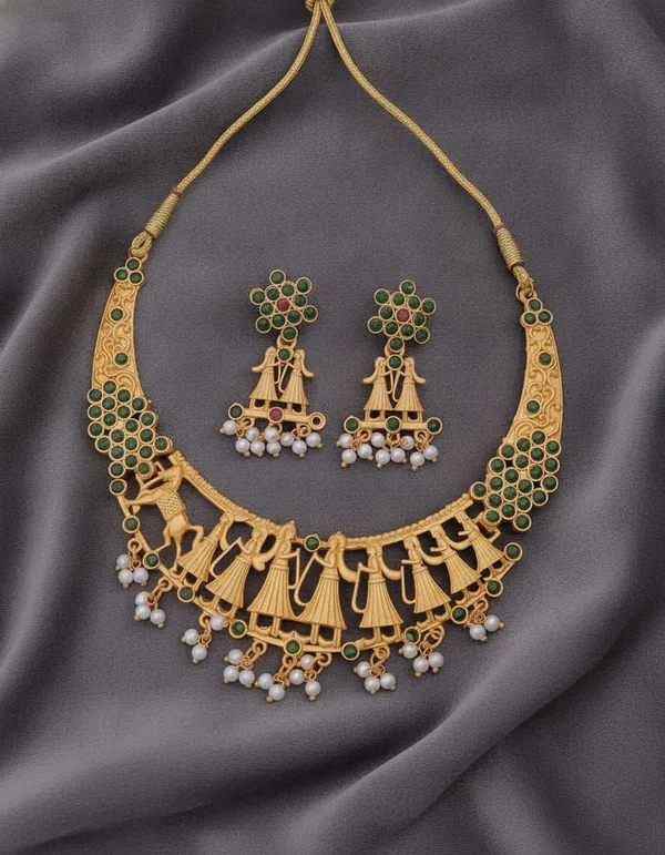 Gold_Plated_Tone_Green_Stone_Necklace_Set_For_Women