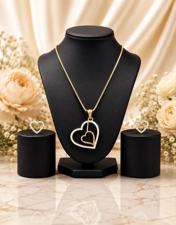 Gold_Plated_Tone_Heart_Pendant_Necklace_And_Earrings_Set_For_Women