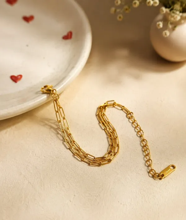 Gold_Plated_Tone_Layered_Link_Chain_Bracelet_For_Women