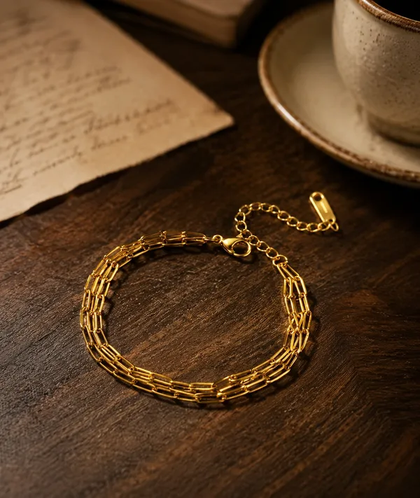 Gold_Plated_Tone_Layered_Link_Chain_Bracelet_For_Women