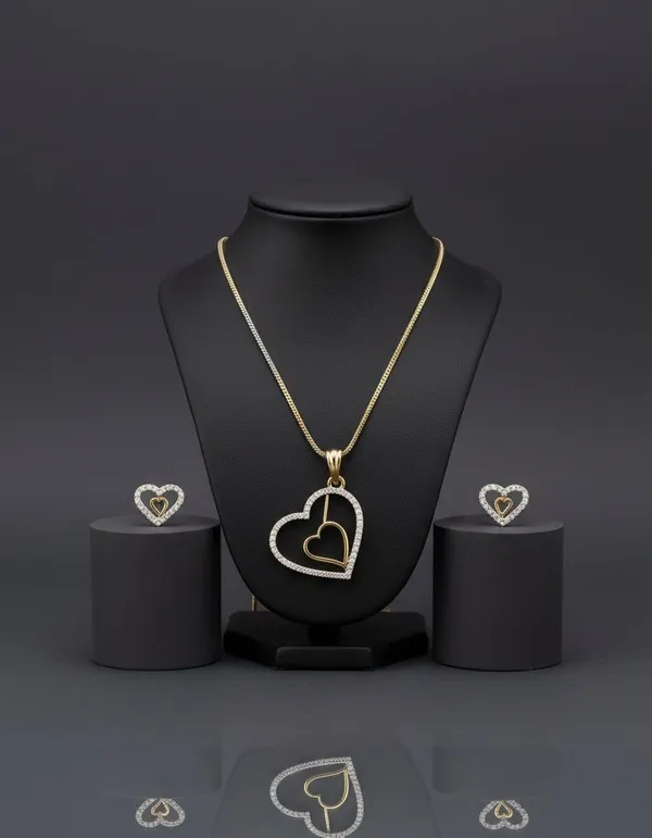 Gold_Plated_Tone_Heart_Pendant_Necklace_And_Earrings_Set_For_Women