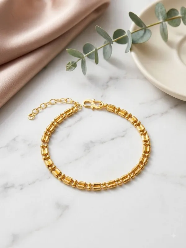 Gold-Plated_Toned_Beaded_Chain_Bracelet_For_Women