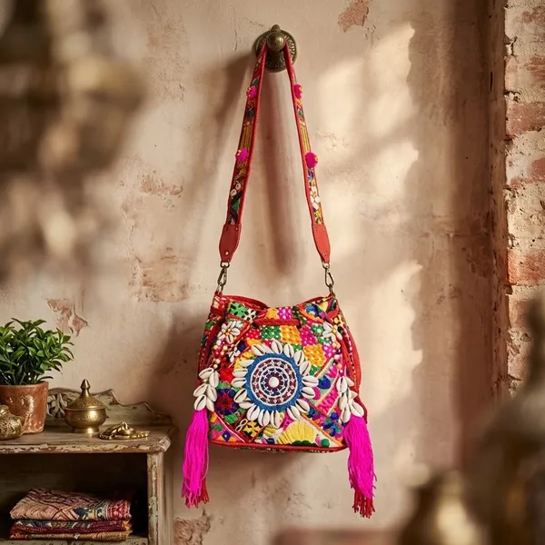 Red_Cotton_And_Sued_Leather_Banjara_Potli_Bag_For_Women