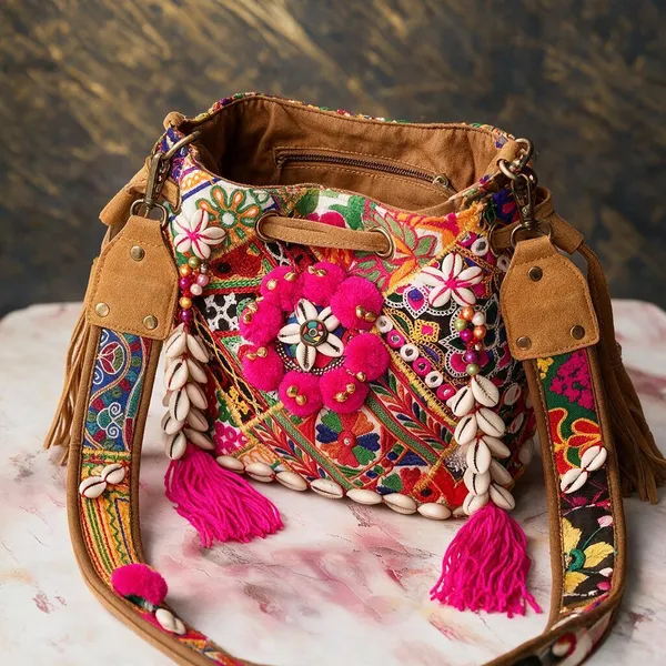 Mustard_Cotton_And_Sued_Leather_Banjara_Potli_Bag_For_Women