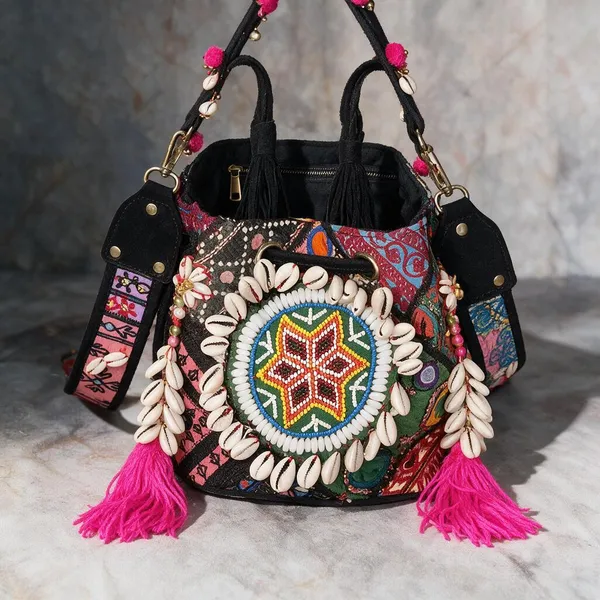 Black_Cotton_And_Sued_Leather_Banjara_Potli_Bag_For_Women