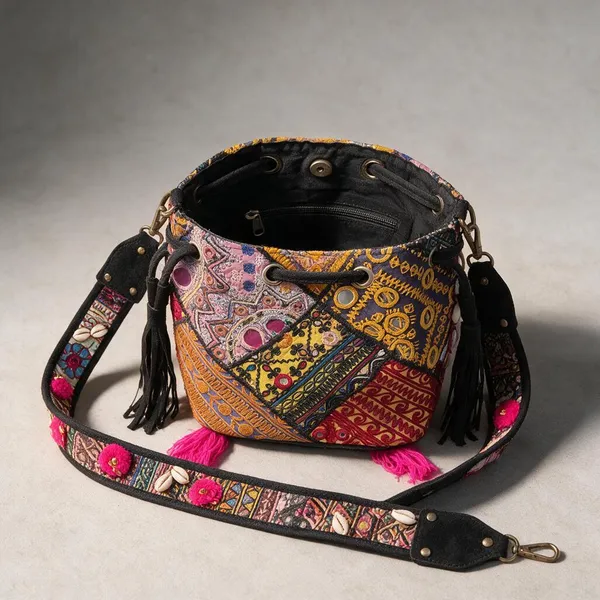 Black_Cotton_And_Sued_Leather_Banjara_Potli_Bag_For_Women