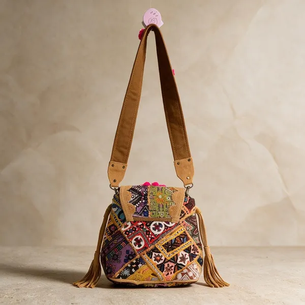 Mustard_Cotton_And_Sued_Leather_Banjara_Potli_Bag_For_Women