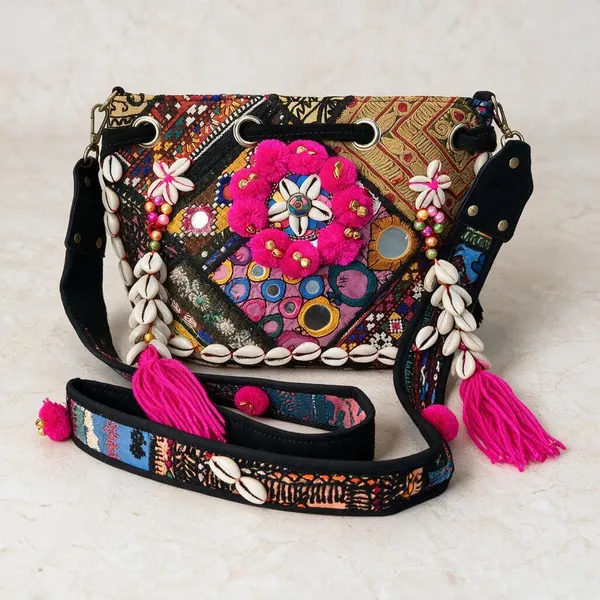 Black_Cotton_And_Sued_Leather_Banjara_Potli_Bag_For_Women