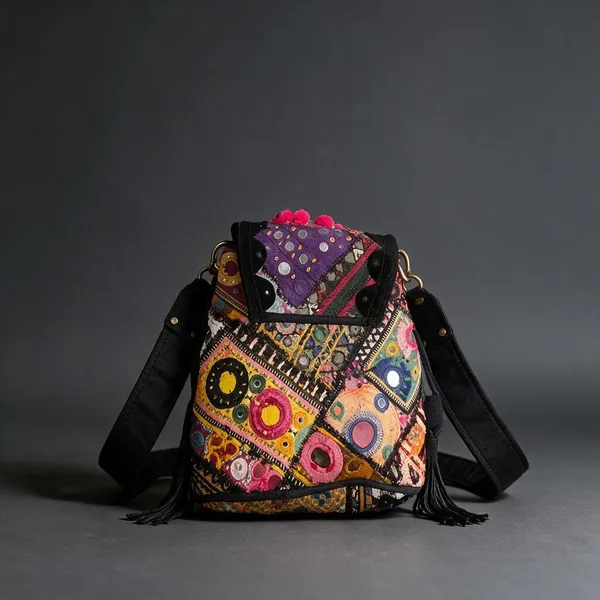 Black_Cotton_And_Sued_Leather_Banjara_Potli_Bag_For_Women