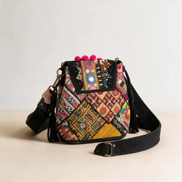 Black_Cotton_And_Sued_Leather_Banjara_Potli_Bag_For_Women