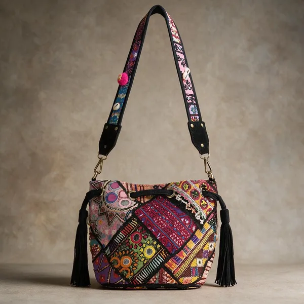 Black_Cotton_And_Sued_Leather_Banjara_Potli_Bag_For_Women