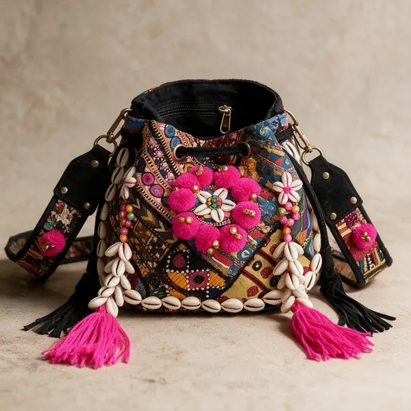 Black_Cotton_And_Sued_Leather_Banjara_Potli_Bag_For_Women