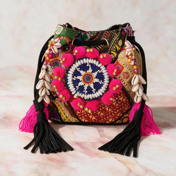 Black_Cotton_And_Sued_Leather_Banjara_Potli_Bag_For_Women