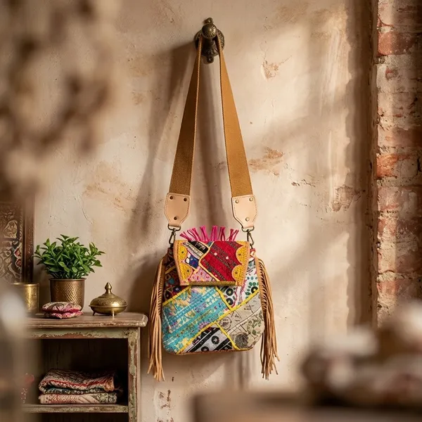 Mustard_Cotton_And_Sued_Leather_Banjara_Potli_Bag_For_Women